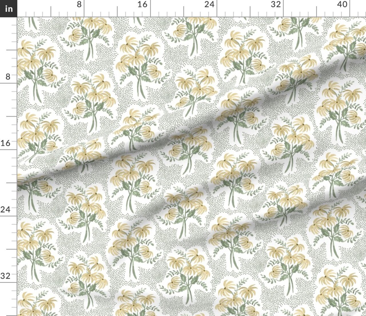 Neutral Floral Modern Botanical Traditional Grandmillenial Soft Gold Flowers Custom Printed Fabric by Spoonflower Various Fabrics by the Yard or Fat Quarter